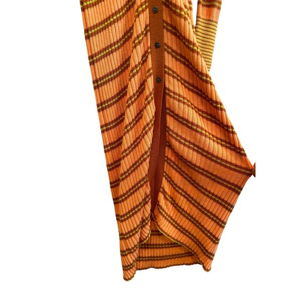 NEW Free People Vista Cardi Orange Striped Ribbed Sweater Midi Dress Size Small - Picture 8 of 12